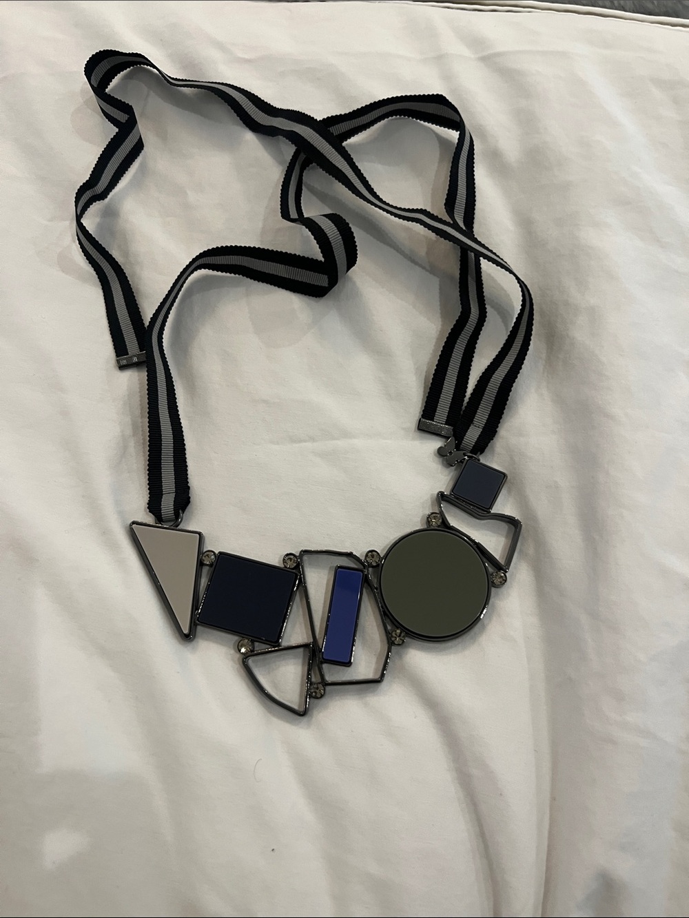 Geometric Pendant Statement Necklace - Black, Navy, Olive